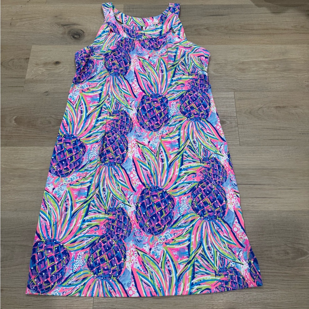 Colorful Pineapple Print Dress. Cut Out Details On the Back of Dress.